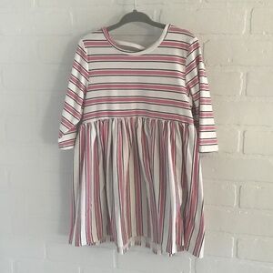 MumuCoco Girl’s dress/tunic Lovely Striped 3/4 sleeve Pink Cream Coastal 4T